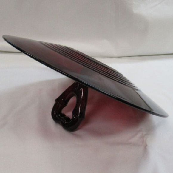 Paden City Glass Ruby Red PENNY LINE 10 1/4 Inch Center Handled Server Tray - Picture 5 of 5